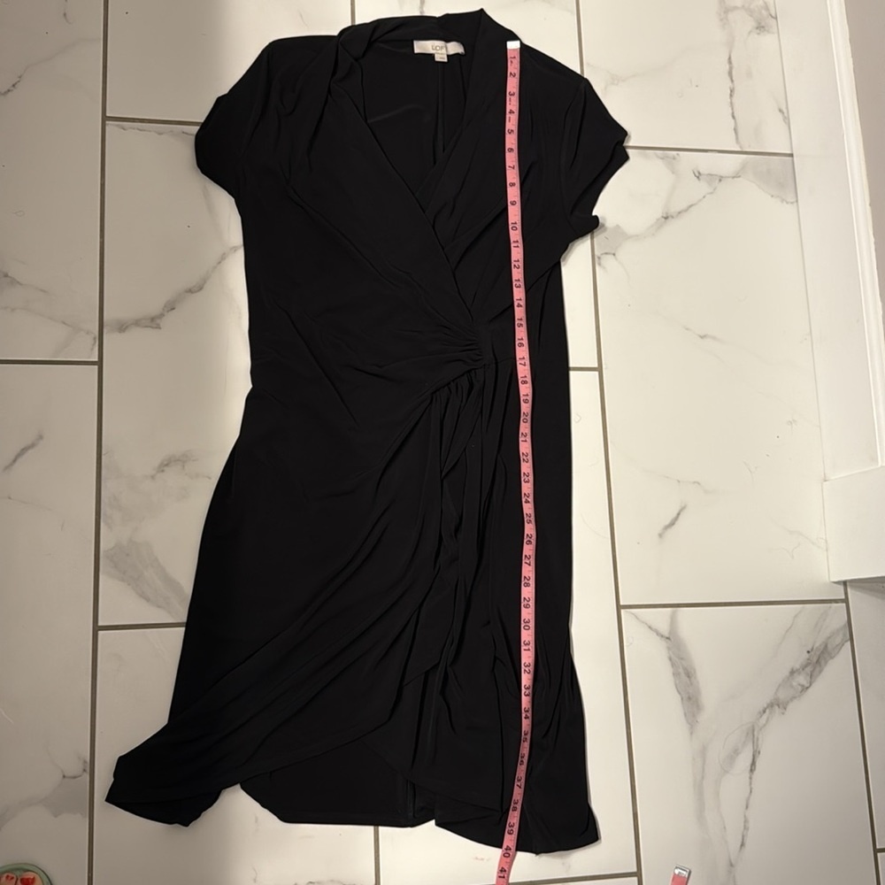 LOFT Black Faux Wrap Career Casual Work Dress L - Picture 9 of 9